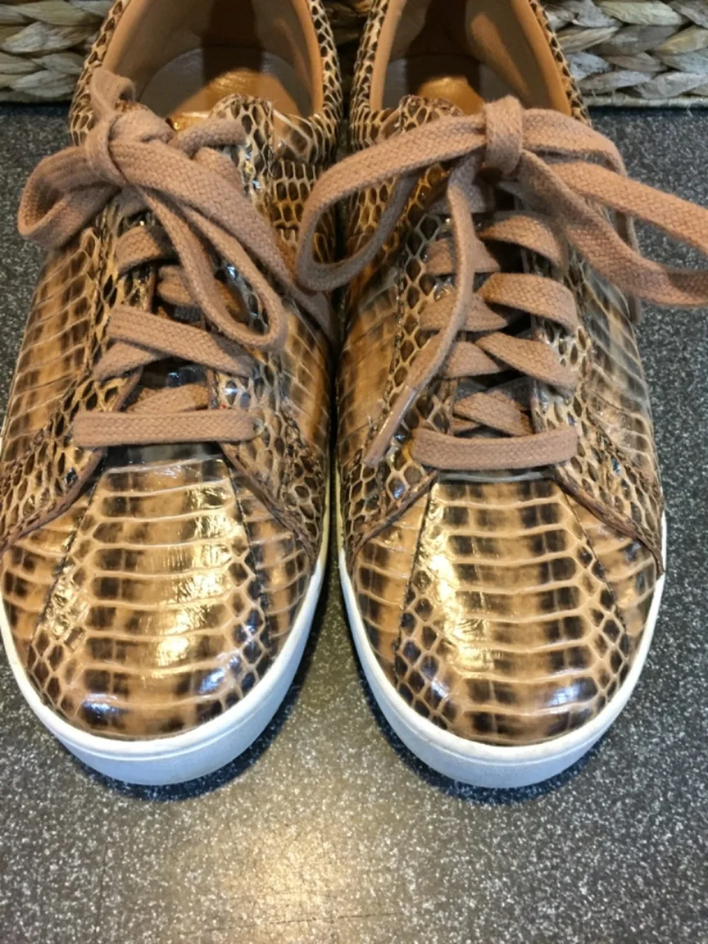 Michael Kors Tan Croc-Embossed Leather Sneakers